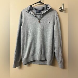 Vineyard Vines Men's Gray Quarter-Zip Sweater